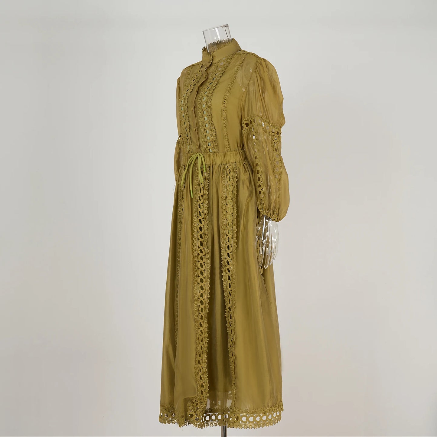 Elegant Embroidery Long Dress 2 Piece Set Women Summer Autumn Hollow Out Crochet Shirts Elastic Waist Long Maxi Skirt Suits