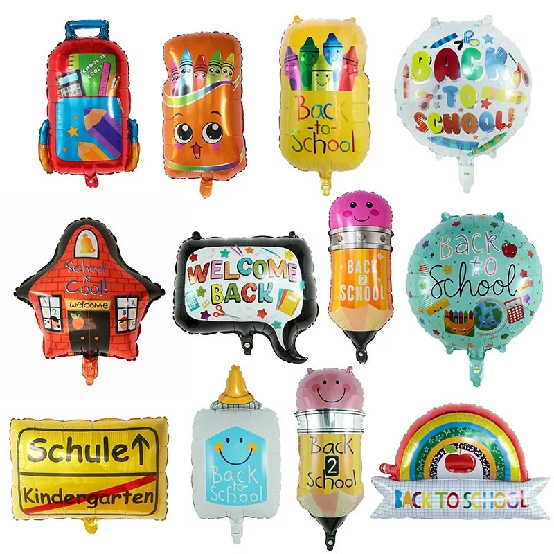Back To School Student Stationery Bus Schoolbag Rubber Pencil Foil Balloon Babyshower Decoration Child Birthday Party Globos
