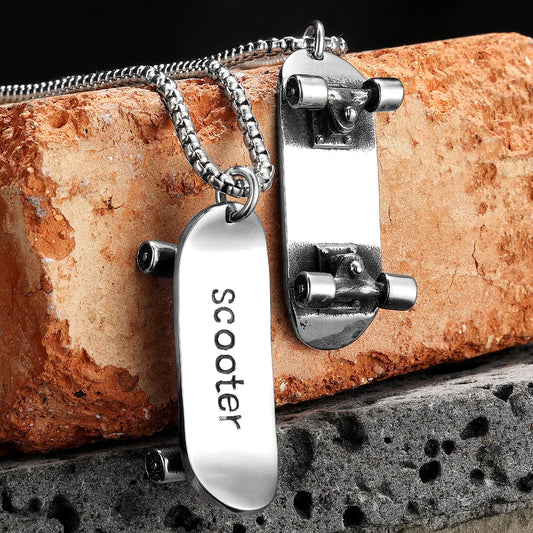 Skate Sports Men Necklaces With Pendant Stainless Steel Jewelry For Male Women Unique Punk Hip Hop Accessories Gifts Wholesale