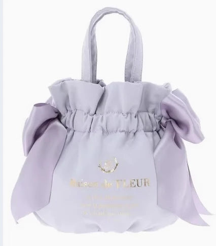 Japanese New Satin Double Bow Portable Shoulder Crossbody Women Bags with Long Shoulder Straps Sweet Letters Tote Bags
