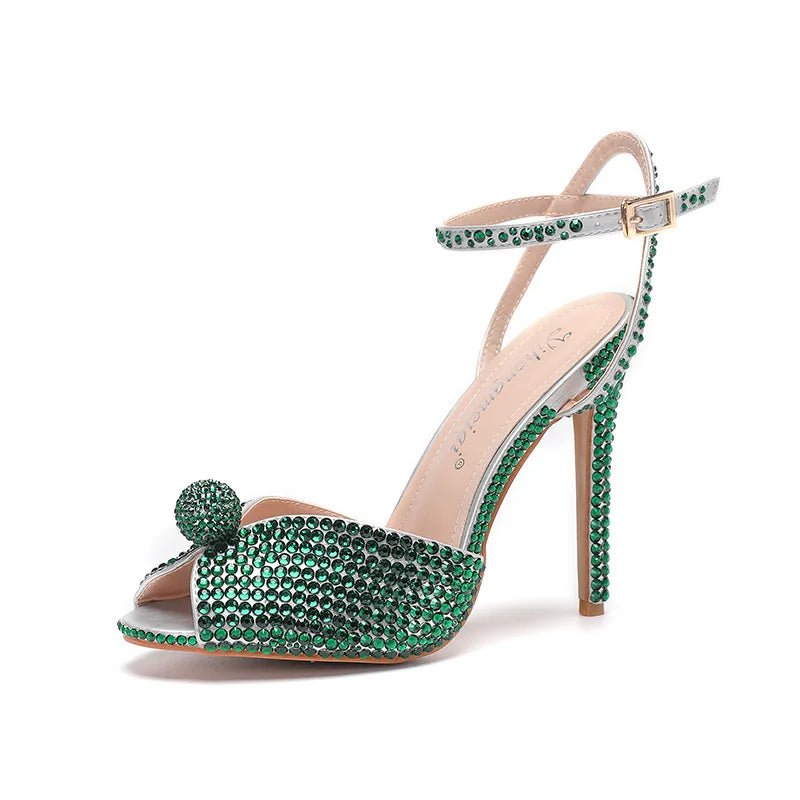 Fashion High Quality Wedding Shoes Women Pearls Studs Luxury Peep Toe White High Heels Buckle Designer Woman Sandal 43 Zapatos