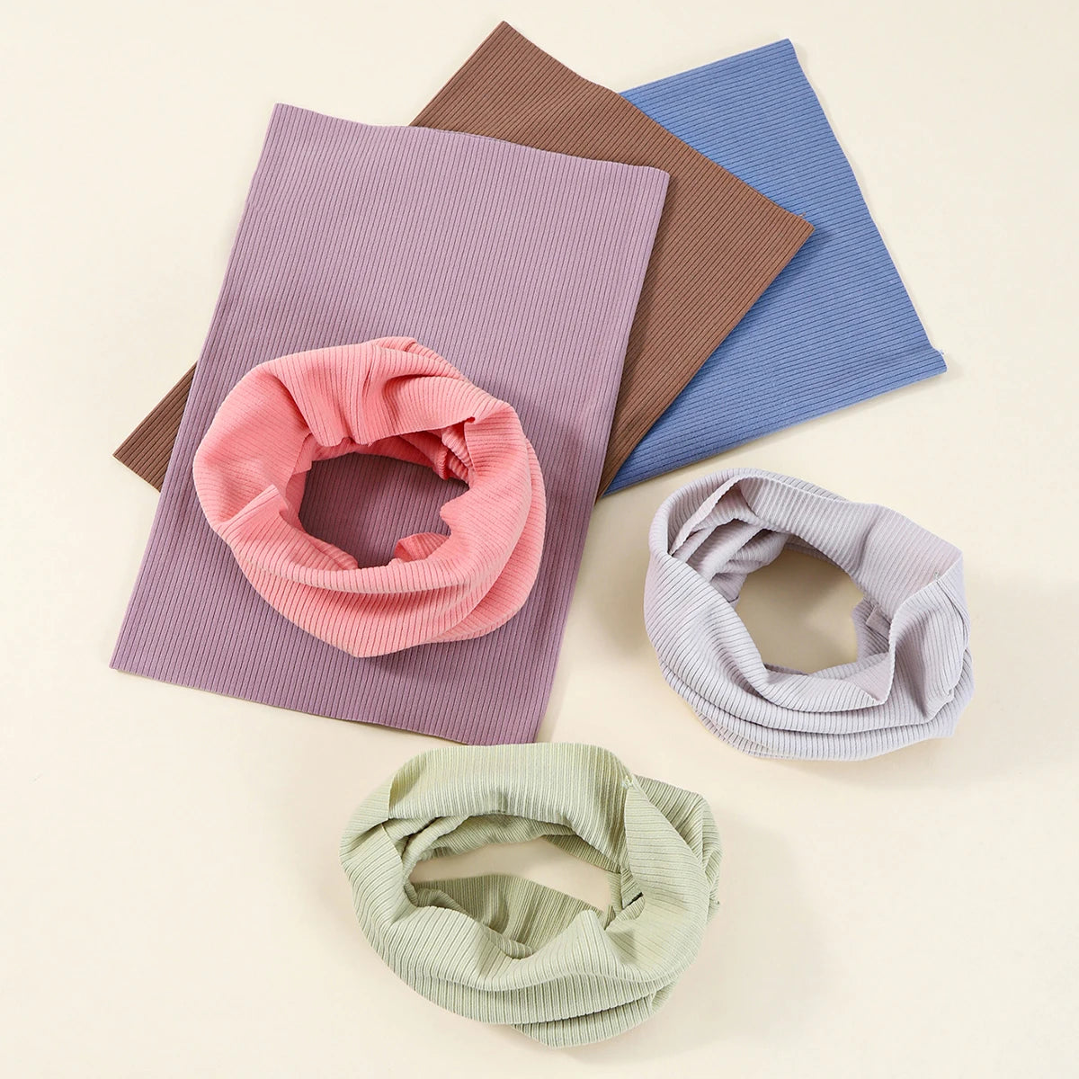 Kids Cotton Scarf Multipurpose O Neck Ring Scarf Solid Print Children Autumn Winter Warm Windproof Scarves For Boys Girls