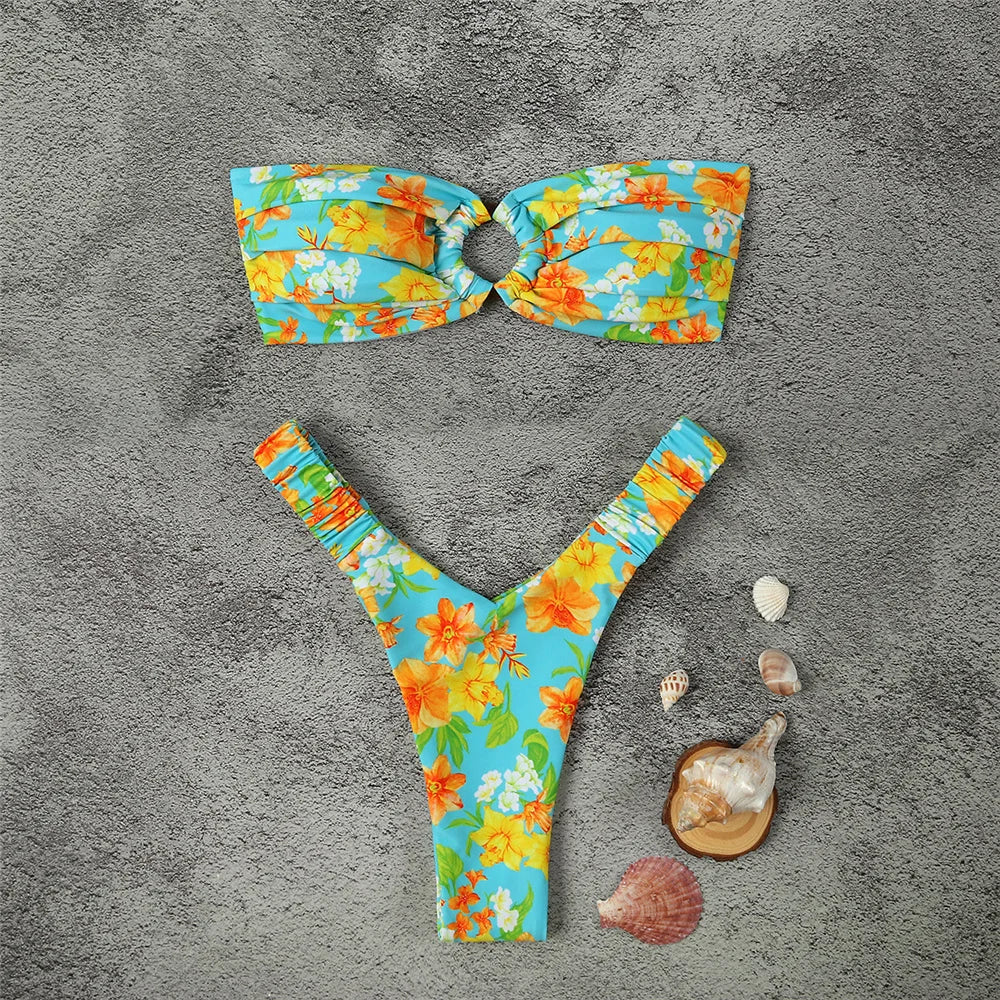 Micro Bikini Push Up Women Swimsuits 2024 Sexy Female Swimwear Brazilian Bikini Set Thong Biquini Swim Suits Print Beachwear