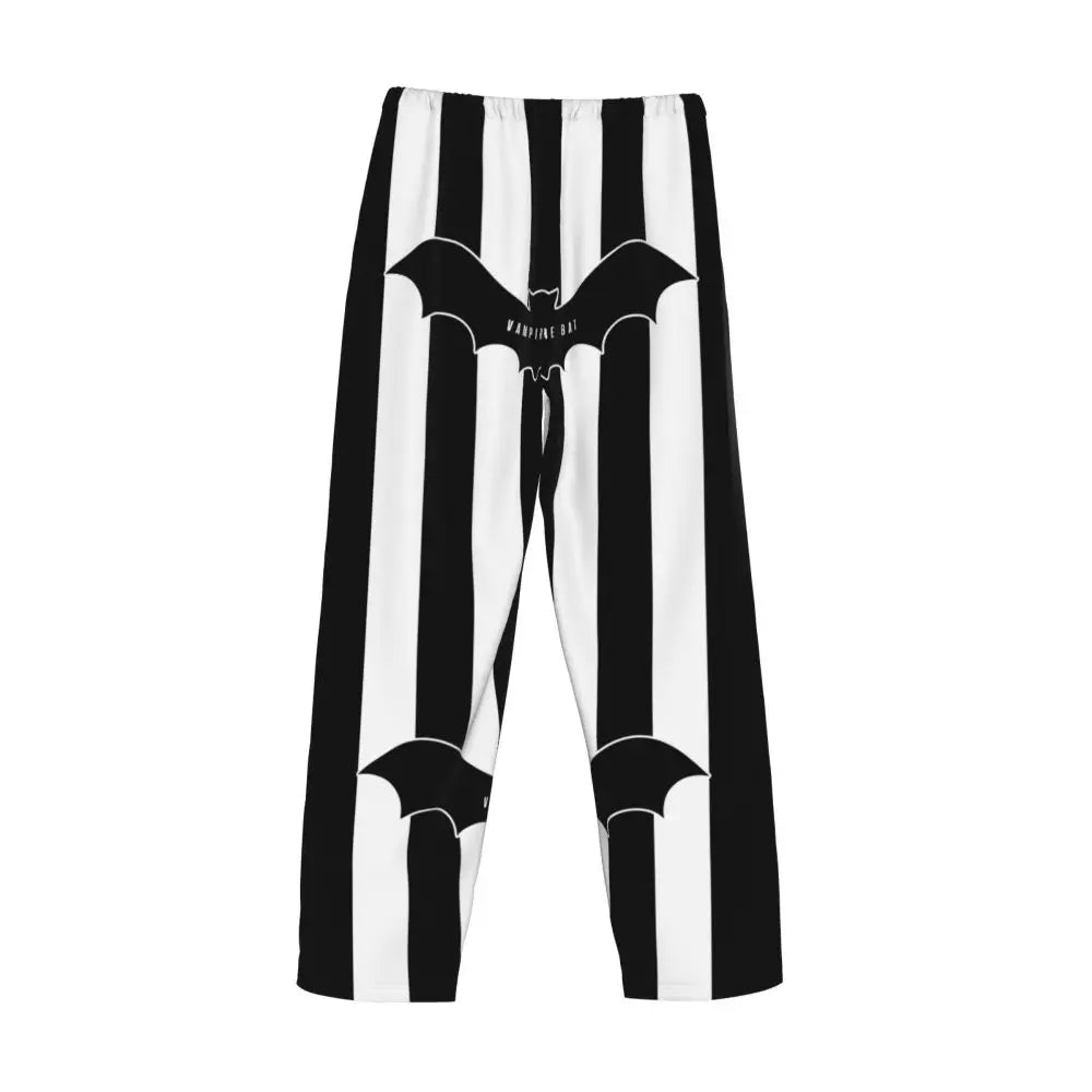 Custom Cute Spooky Halloween Bats Black And Purple Pajama Pants for Men Lounge Sleep Drawstring Sleepwear Bottoms with Pockets