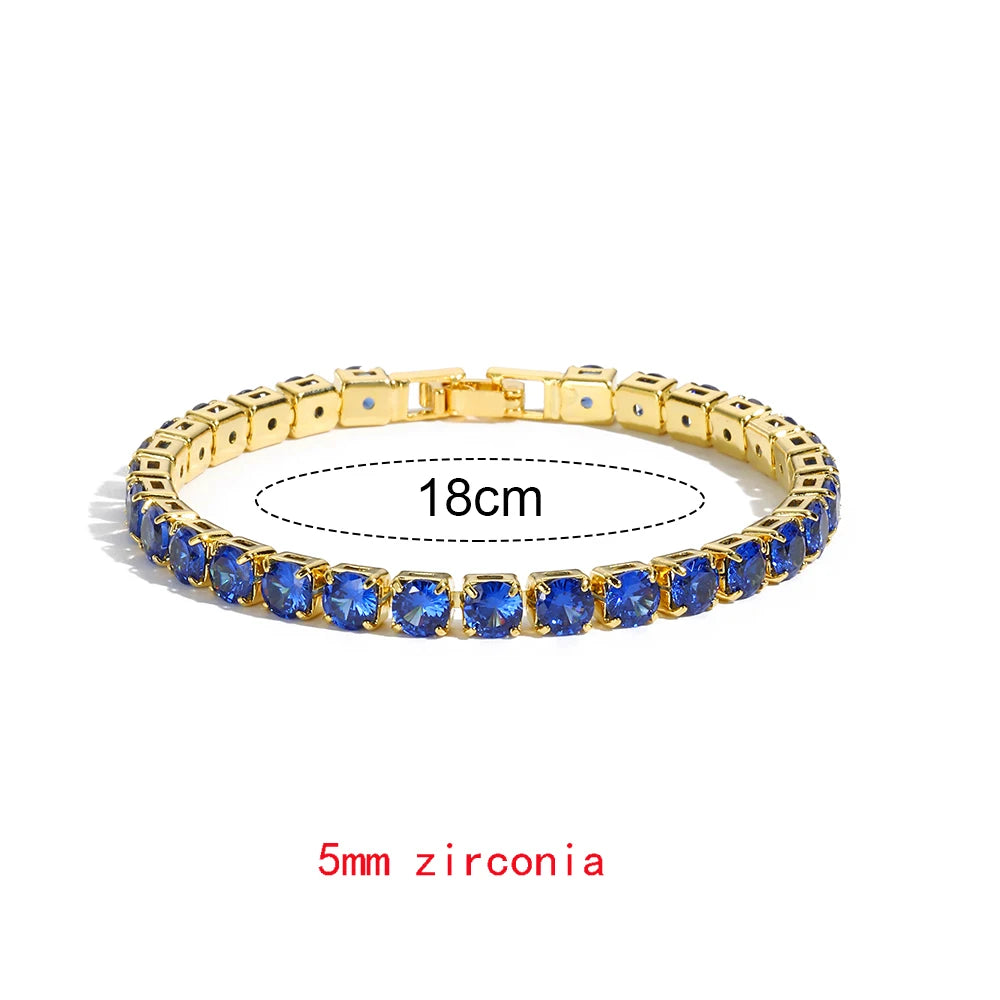 2022 New Rainbow Crystal Tennis Bracelets For Women Bracelet Set 18K Gold Silver Colorful Zirconia Femme Bridal Wedding Jewelry