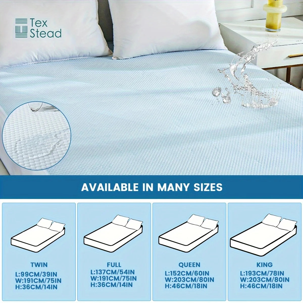 1 Pc Cooling fitted mattress topper waterproof fiitted sheet, Luxurious Soft for Hot Sleepers, Soft Fabric with Deep Pocket