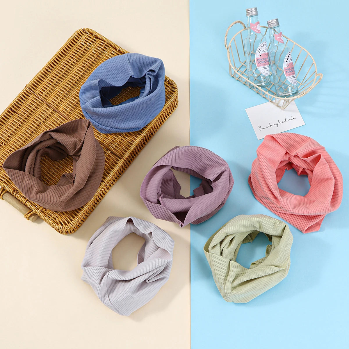Kids Cotton Scarf Multipurpose O Neck Ring Scarf Solid Print Children Autumn Winter Warm Windproof Scarves For Boys Girls