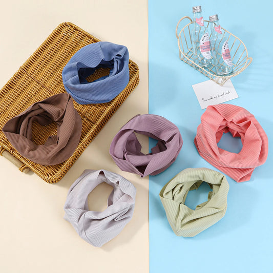 Kids Cotton Scarf Multipurpose O Neck Ring Scarf Solid Print Children Autumn Winter Warm Windproof Scarves For Boys Girls