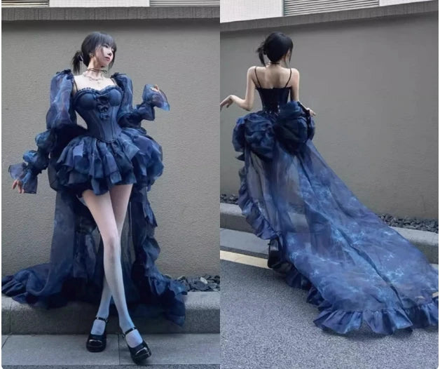 High Street Women's Mint Green Strapless Bowknot Sweet Fairy Organza Dress 2024 New Elegant Big Bow Trailing Party Wedding Dress