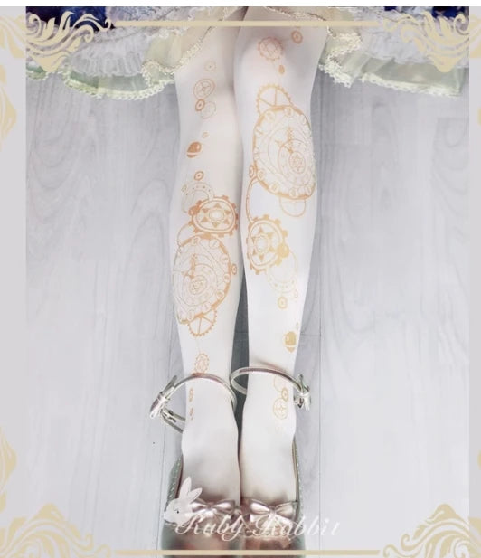 Original Design Girls Lolita Pantyhose Piano Printing Stockings Spring and Autumn Japanese Style Female Cotton Tights Socks