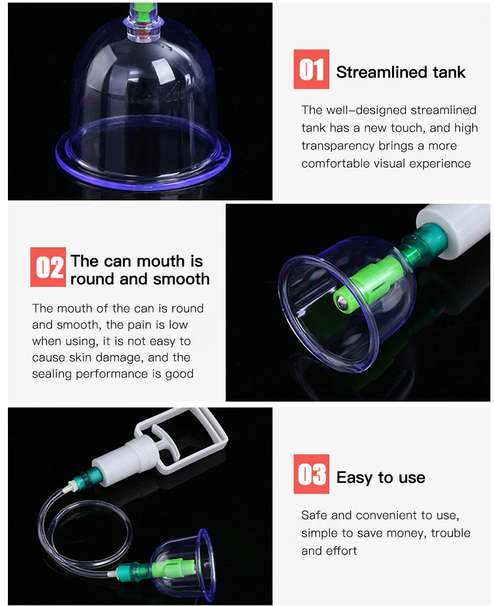 12/6Pcs Vacuum Cupping Set Suction Cups Back Massage Body Cup Detox Massage Body Cups Vacuum Cupping Anti Cellulite Massage Jars