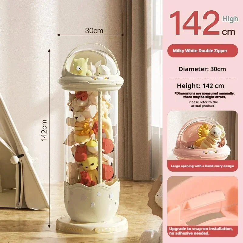 Astronaut Doll Storage Box Children's Plush Toys Storage Boxes Transparent Plastic Stuffed Home Storages Organization Zipper Bin