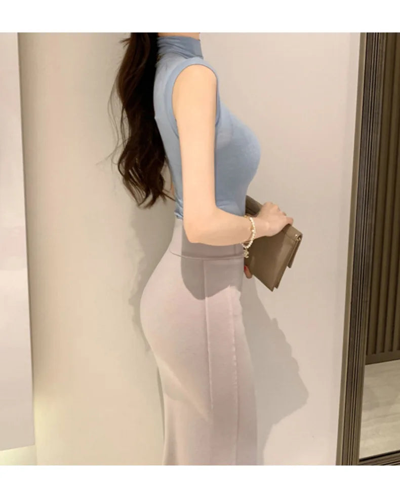 Summer New Modal Corset Tops To Wear Out Sleeveless Turtleneck Tops For Women Korean Casual White Tank Top Women Clothes