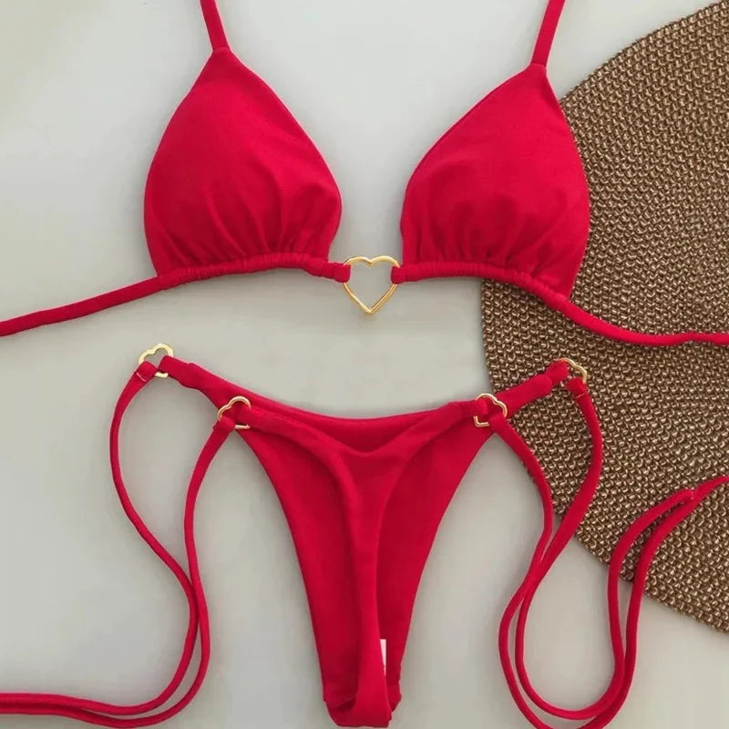 Sexy Red Bikinis Women's Swimwear Female Swimsuit For Swimming Wear Bathing Suits Brazilian Bikini Set Beachwear Pool Bather