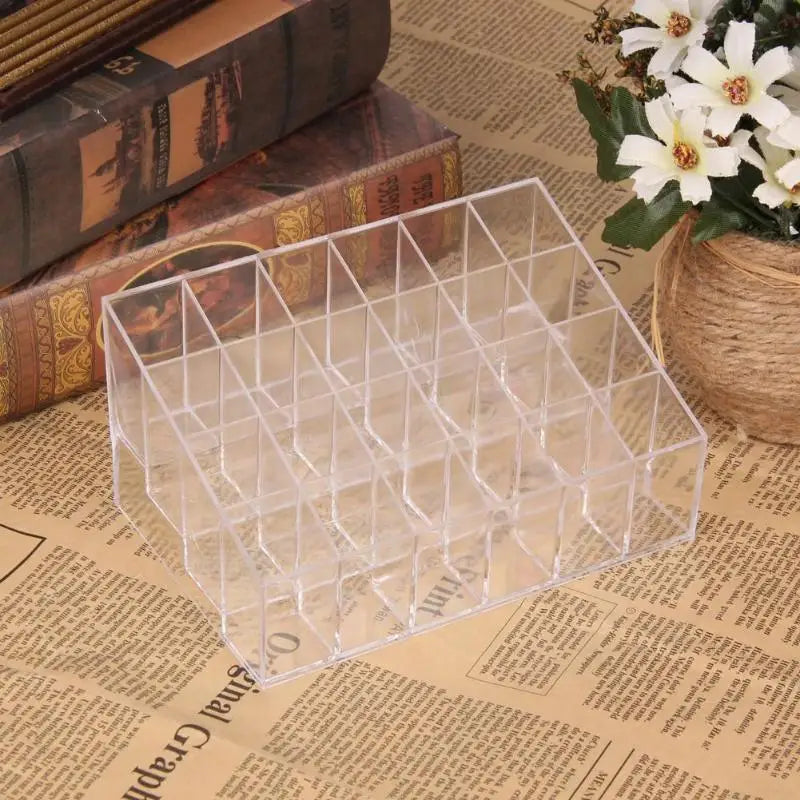 24 Grids Lipstick Holder Display Rack Case Cosmetic Nail Polish Make Up Organiser Box Large Size Acrylic Makeup Organizer