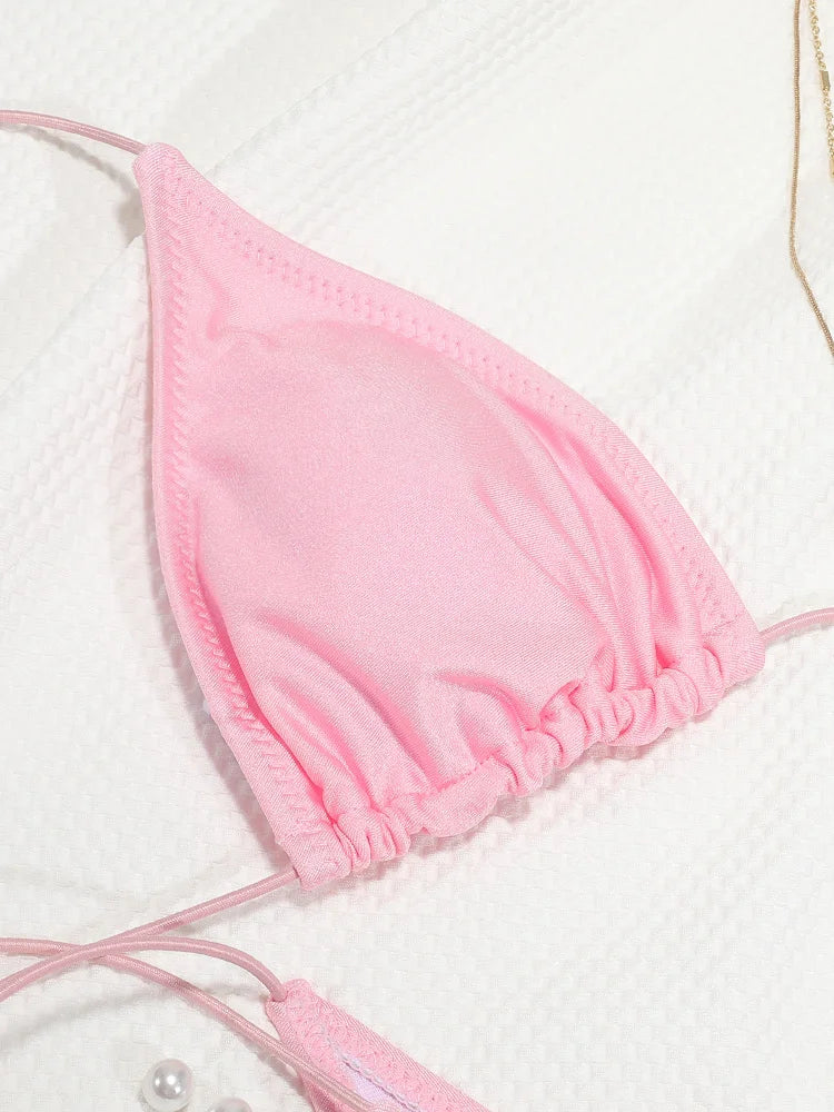 Bikinis Solid Bikinis Low Waist Bathing Suit Women's Swimming Suit 2025 Biquinis Two Pieces Suit Summer Swimwear