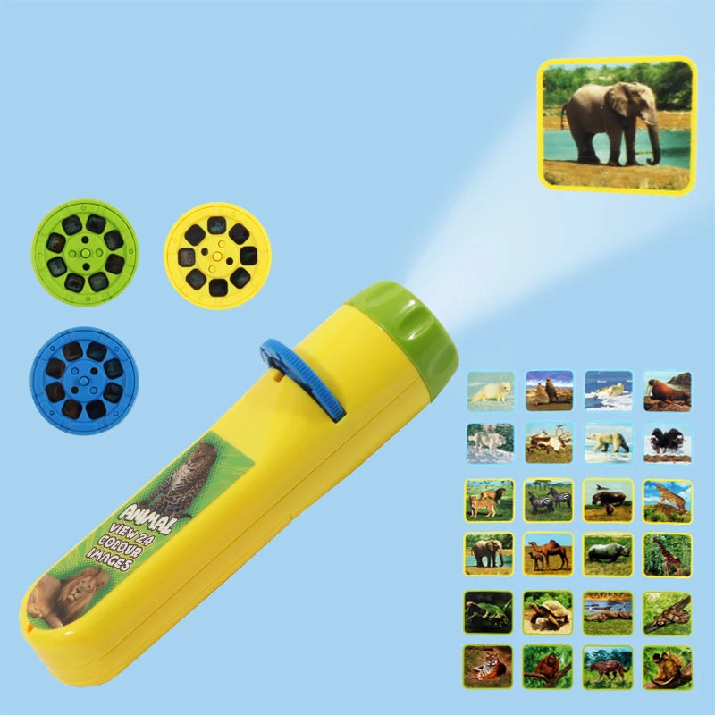 Children Fun Projector Light Flashlight Puzzle Early Education Projection Light for Kids Baby Bedtime Toy Christmas Gift TMZ