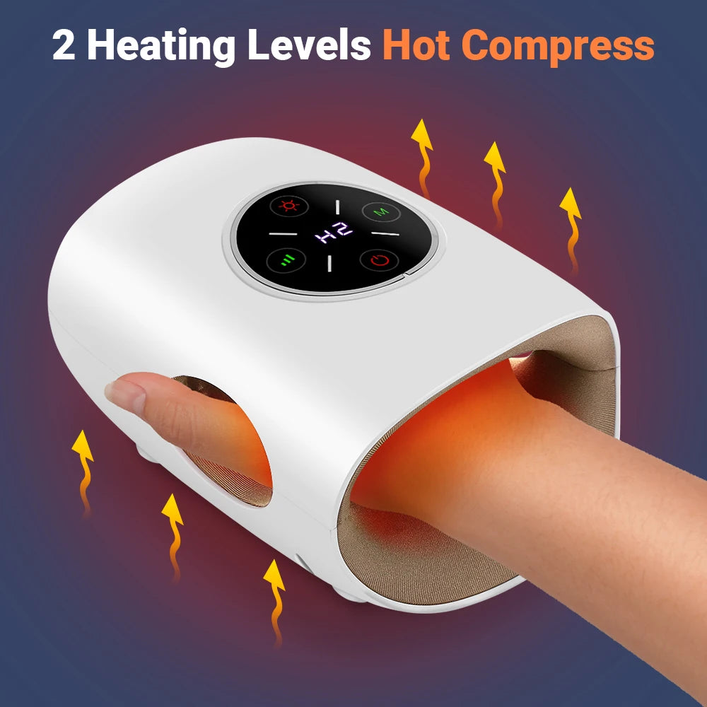 Electric Hand Massager with Air Compression Heat Cordless Palm Finger Massage Machine for Arthritis Finger Numbness Pain Relieve