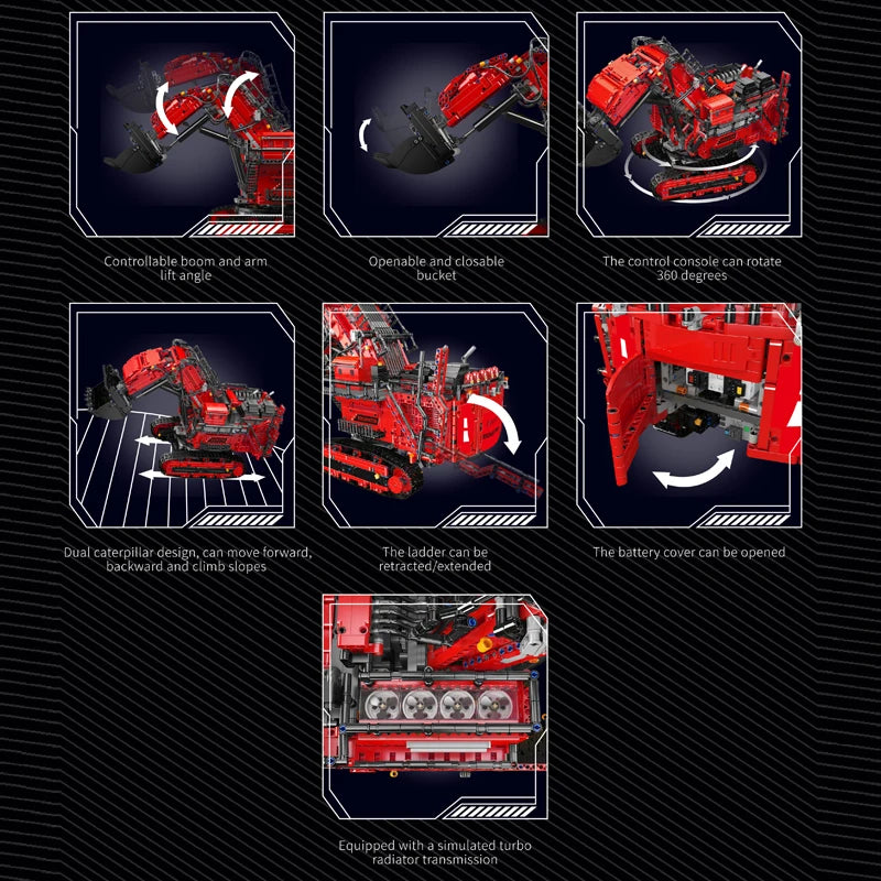 Mould King 17070 17071 Technical Truck Toys The Motorized R 9800 Excavator Building Block Assembly Car Brick Kids Christmas Gift