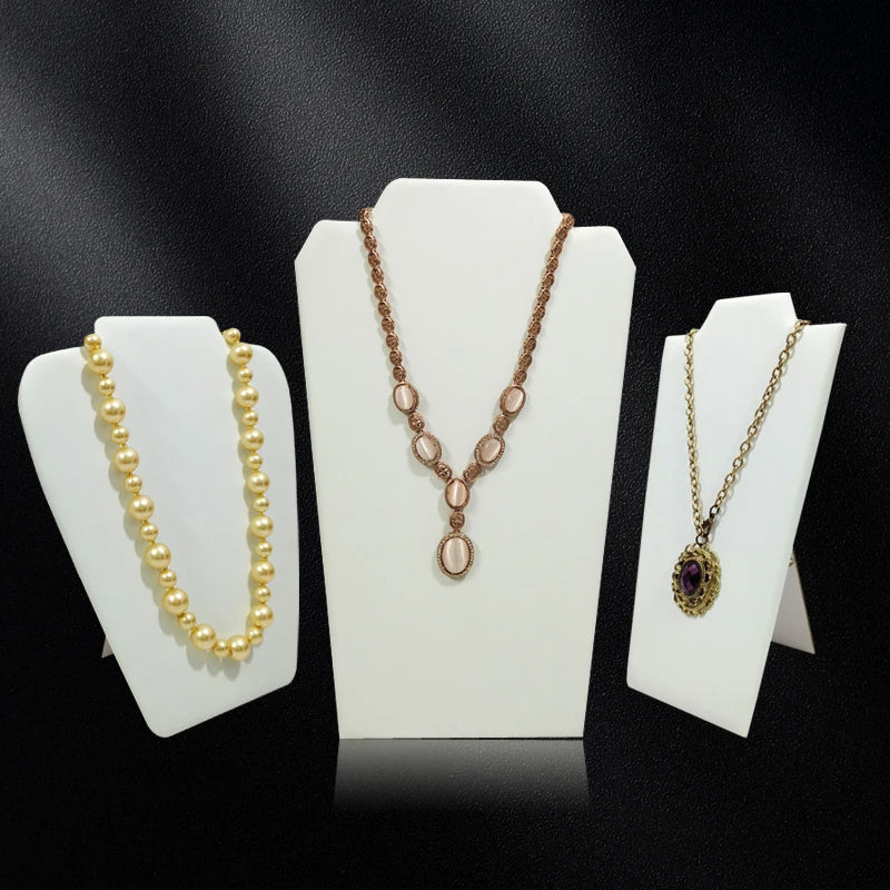 Wooden Necklace Stand White Pu Jewelry Pendant Display Holder Organizer Storage Easel Shelf Rack 3 Color 12.5*22.5Cm