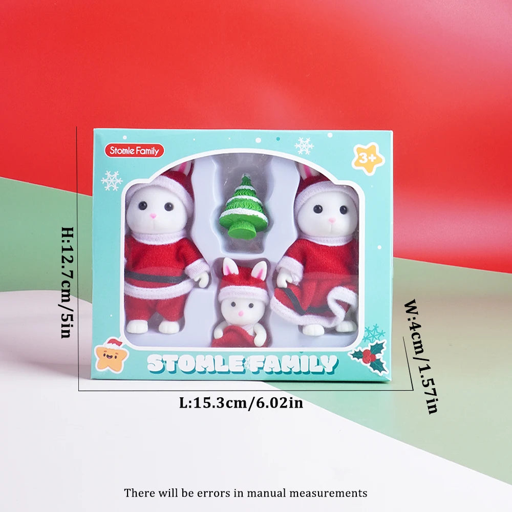 Christmas Theme 1:12 Dollhouse Sheep Animal Family Model Ornament Gift Miniature Furniture Christmas Tree Model Christmas Gift