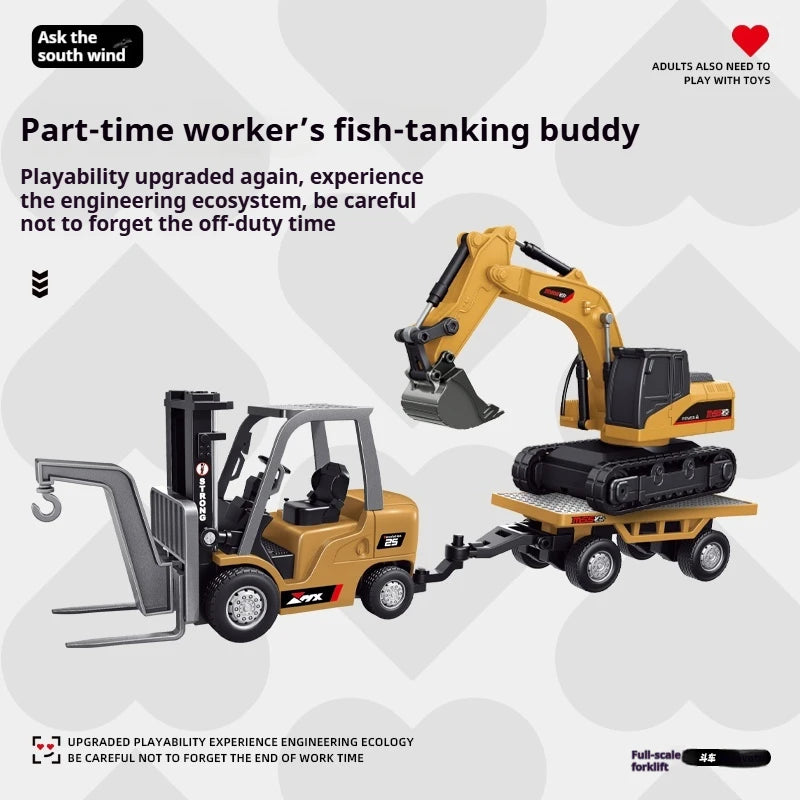 1/64 RC Car Alloy Mini RC Forklift Engineering Vehicle 2.4G Full Scale Mobile Phone RC Excavator Dumper Christmas Gift In stock