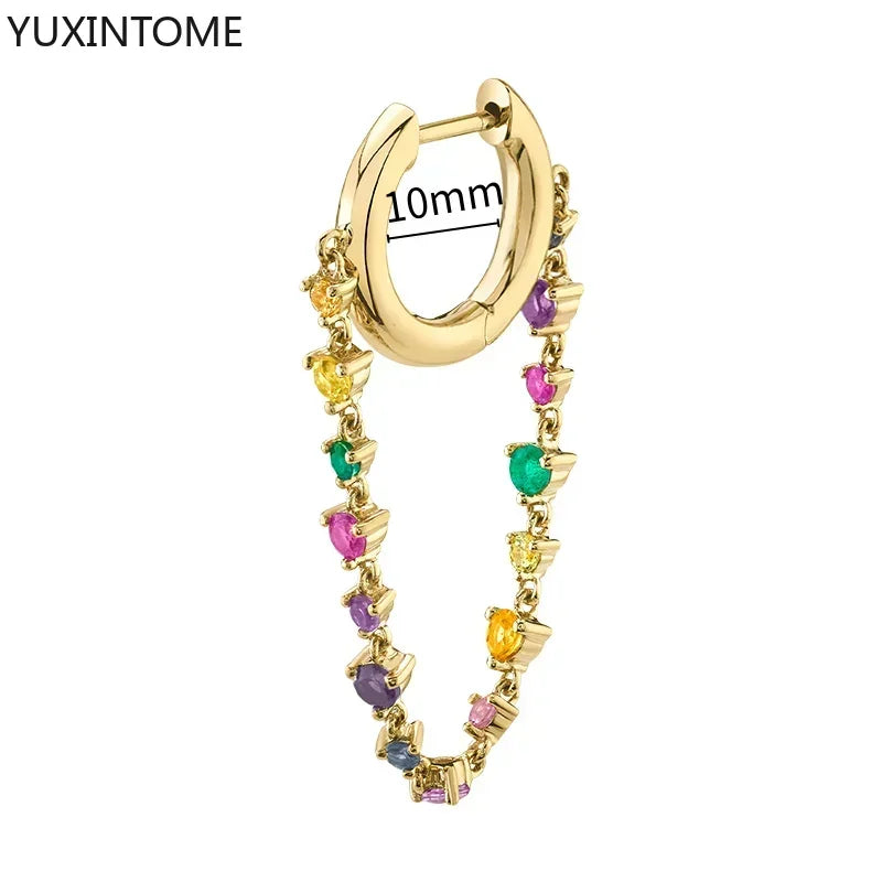 Colorful Crystal Earrings 925 Sterling Silver Ear Needle Stud Earrings for Women Cross Dangle Earrings Party Wedding Jewelry