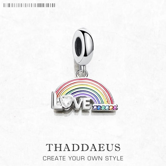 Colourful Rainbow Charms Pendant European Handmade Jewelry Spread Love Romantic Gift For Ladies Men New Pure 925 Sterling Silver