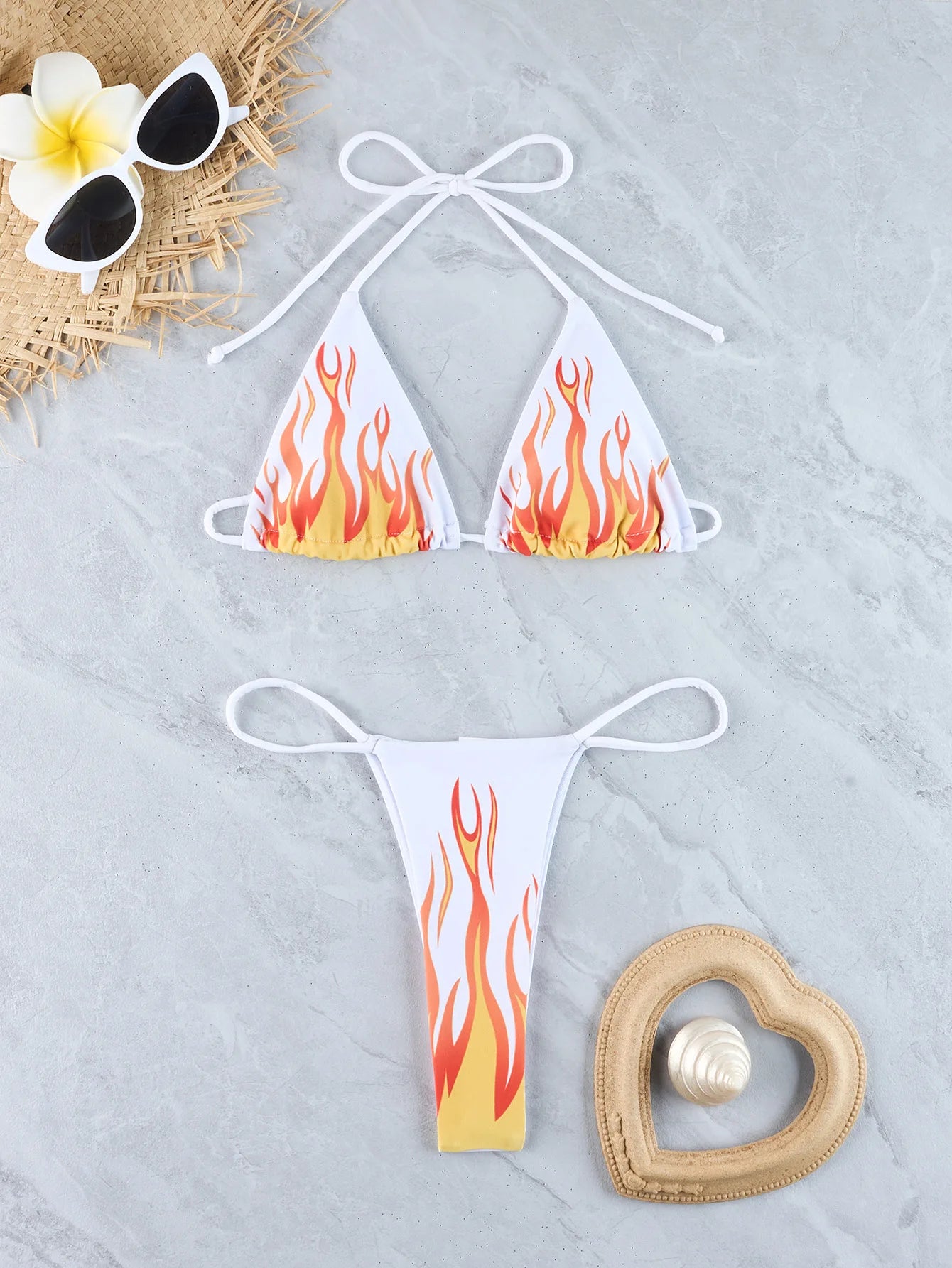Sexy Micro Bikini 2024 Woman Swimsuit Flame Print Swimwear Women String Thong Bikinis Set Female Bathing Suit Beach Wear Biquini