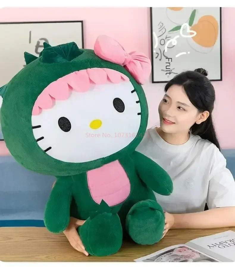 Sanrio Dinosaur Hello Kitty Plush Toy Kawaii Anime Kitty Plushie Pillow Cute 35/50/65cm/80cm Cartoon Stuffed Doll Christmas Gift