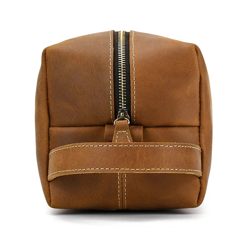 Fashion High Quality Small Travel Bag Crazy Horse Leather Travel Wallet Storage Bag Washing Make Up Bag For Travel toiletry