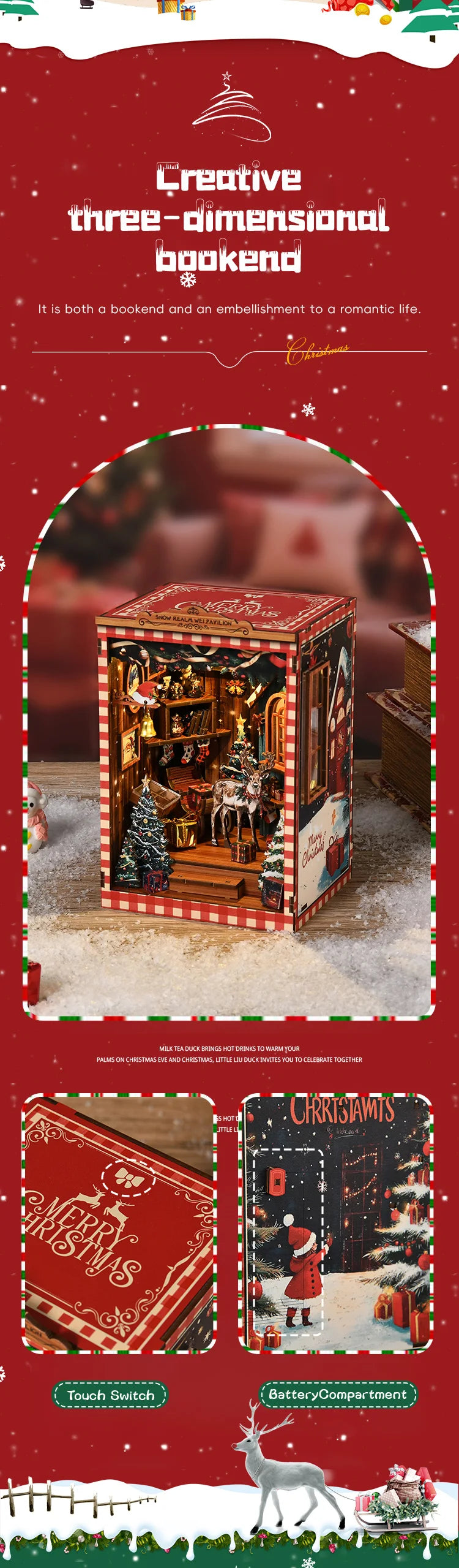 DIY Book Nook Kit Figurines Miniature Booknook Wooden Doll House 3D Puzzle Bookshelf  Dollhouses Toy For Birthday Christmas Gift