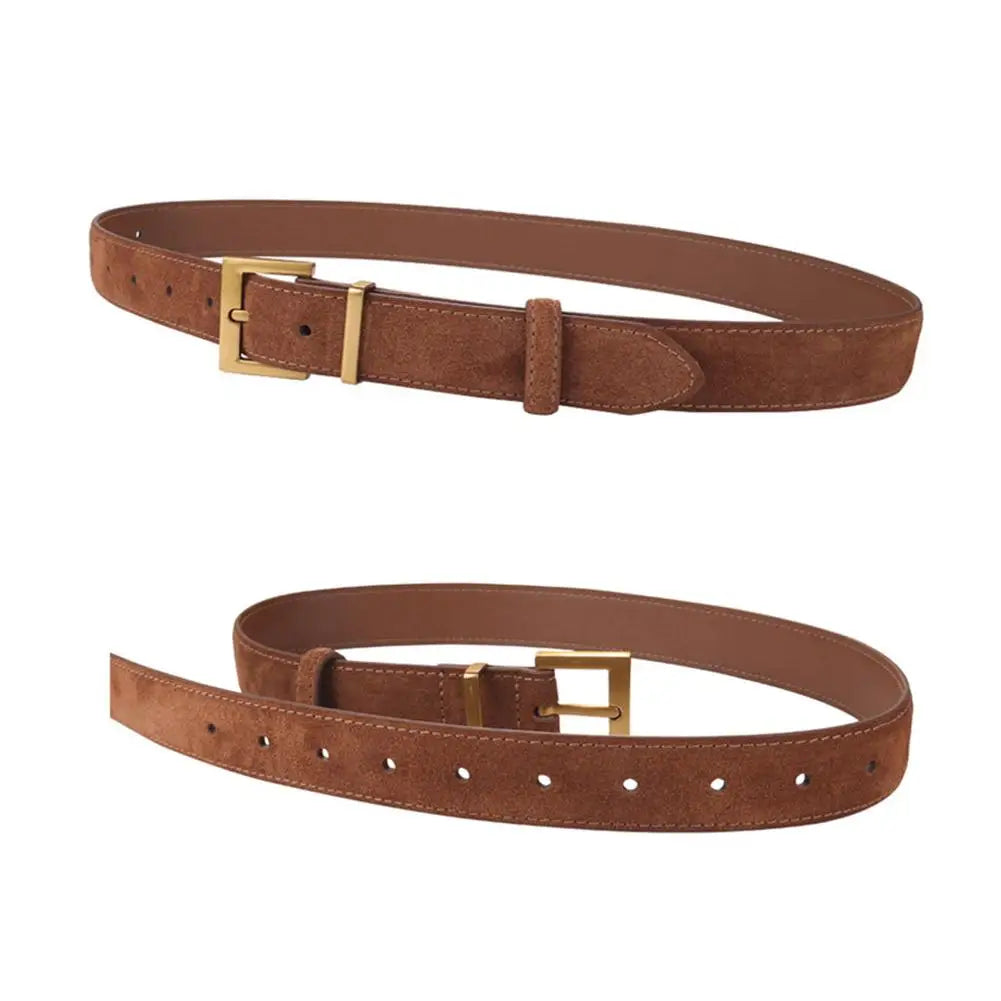 2025 Women Luxury Design Suede Leather Belt Casual Business Versatile Pin Buckle Waist Strap