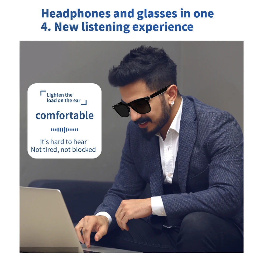 Intelligent BT AI Glasses With Mic Multifunctional Remote Control Phone Camera Shoot Music Call Sport Sunglasses For Men & Woman