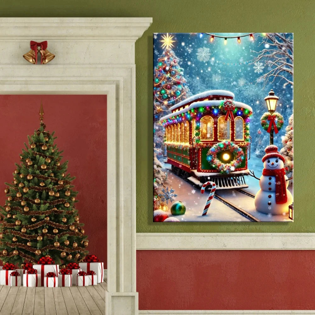 WYZDP 100% Fairy Dust Diamond Painting Christmas tree Diamond embroidery Christmas gift Stitch Diamond Art Full Crystal Decor