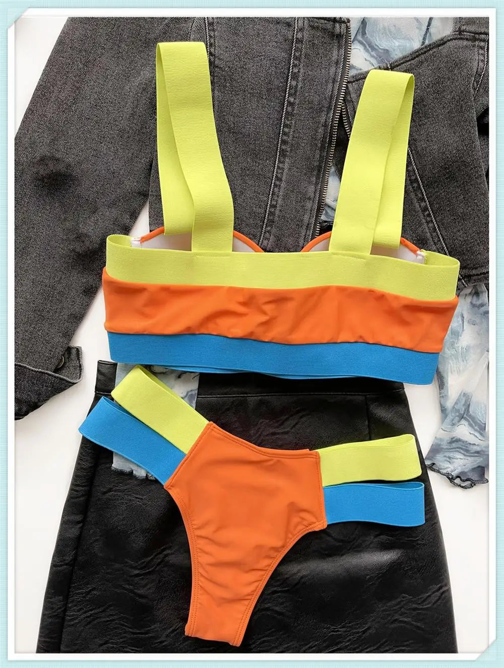 Solid Bandage Bikini Women Push Up Swimsuit Sexy Swimwear Female Brazilian Bathing Swimming Suit Bather Splicing Color Beachwear