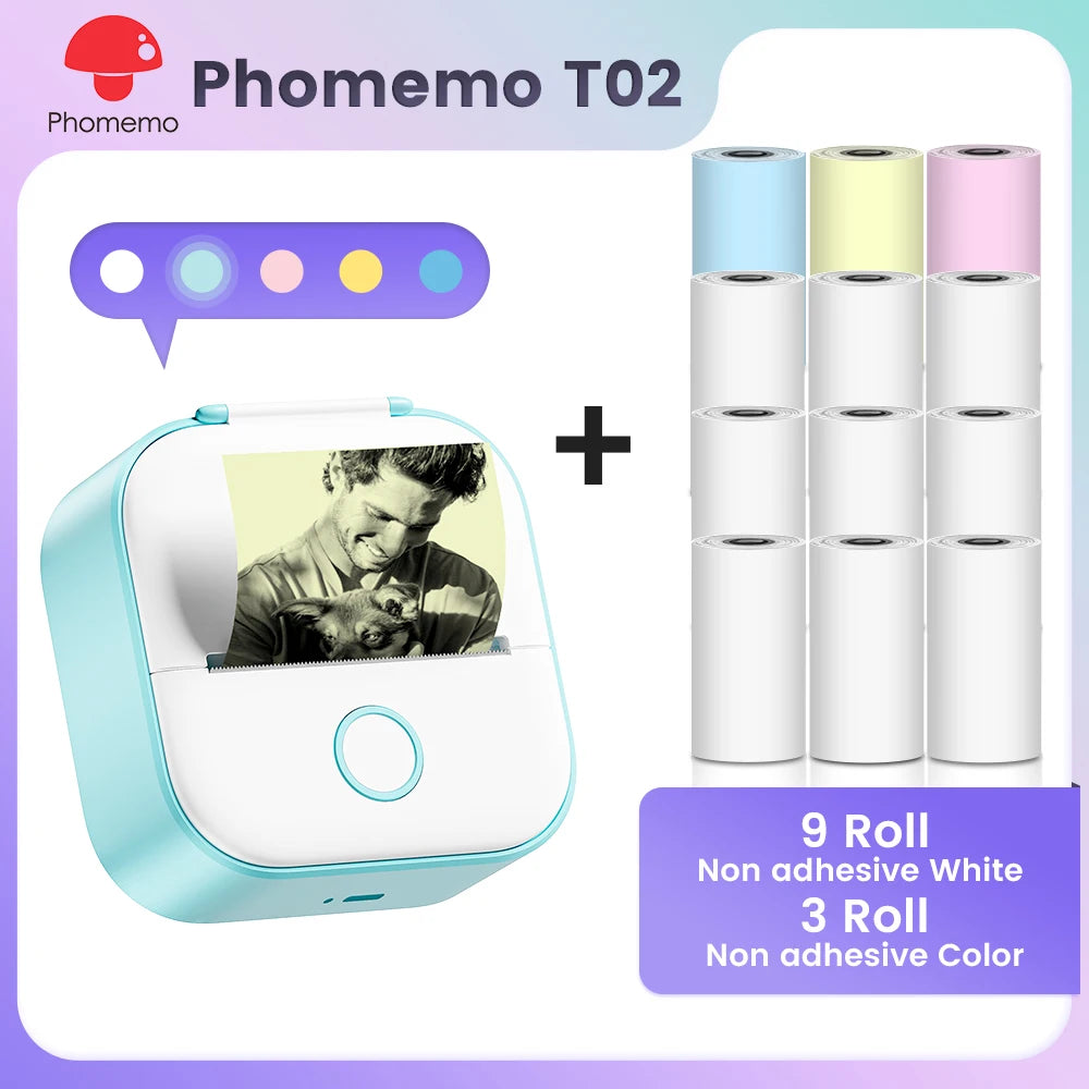Phomemo T02 Pocket Printer Mini Portable Label Maker Self-adhesive Sticker mini impresora portatil impresora etiqueta adhesivas