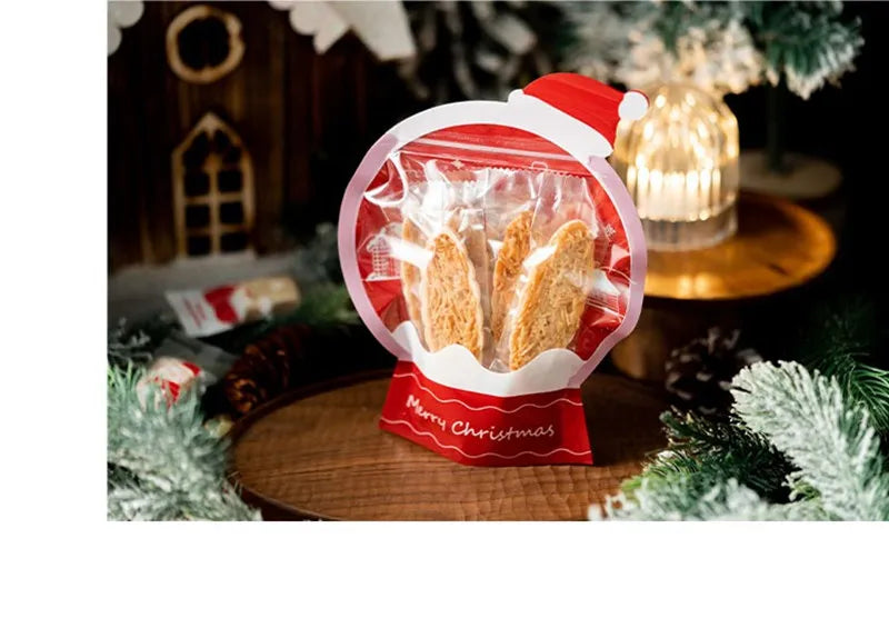 LBSISI Life 25pcs Ball Shape Christmas Gift Bag For Candy Chocolate Cookie Nougat Biscuit Packing Gift Tree Santa Zipper Bags