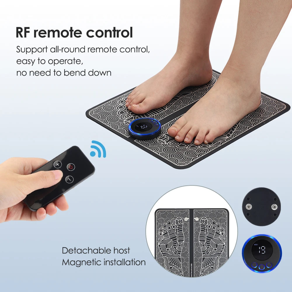 Electric Foot Massager With Electrode Patch Muscle Stimulation Blood Circulation RF EMS Pulse Foot Massage Mat Physiotherapy Pad