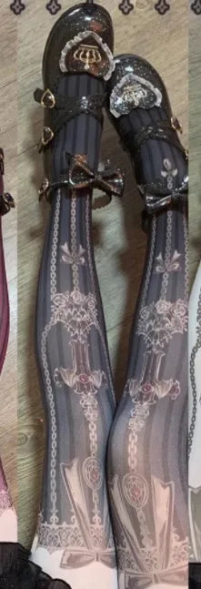 Multicolor Gothic Style Original Retro Printing Pantyhose Girls Lolita Socks Spring Fall Women's Tights Stockings