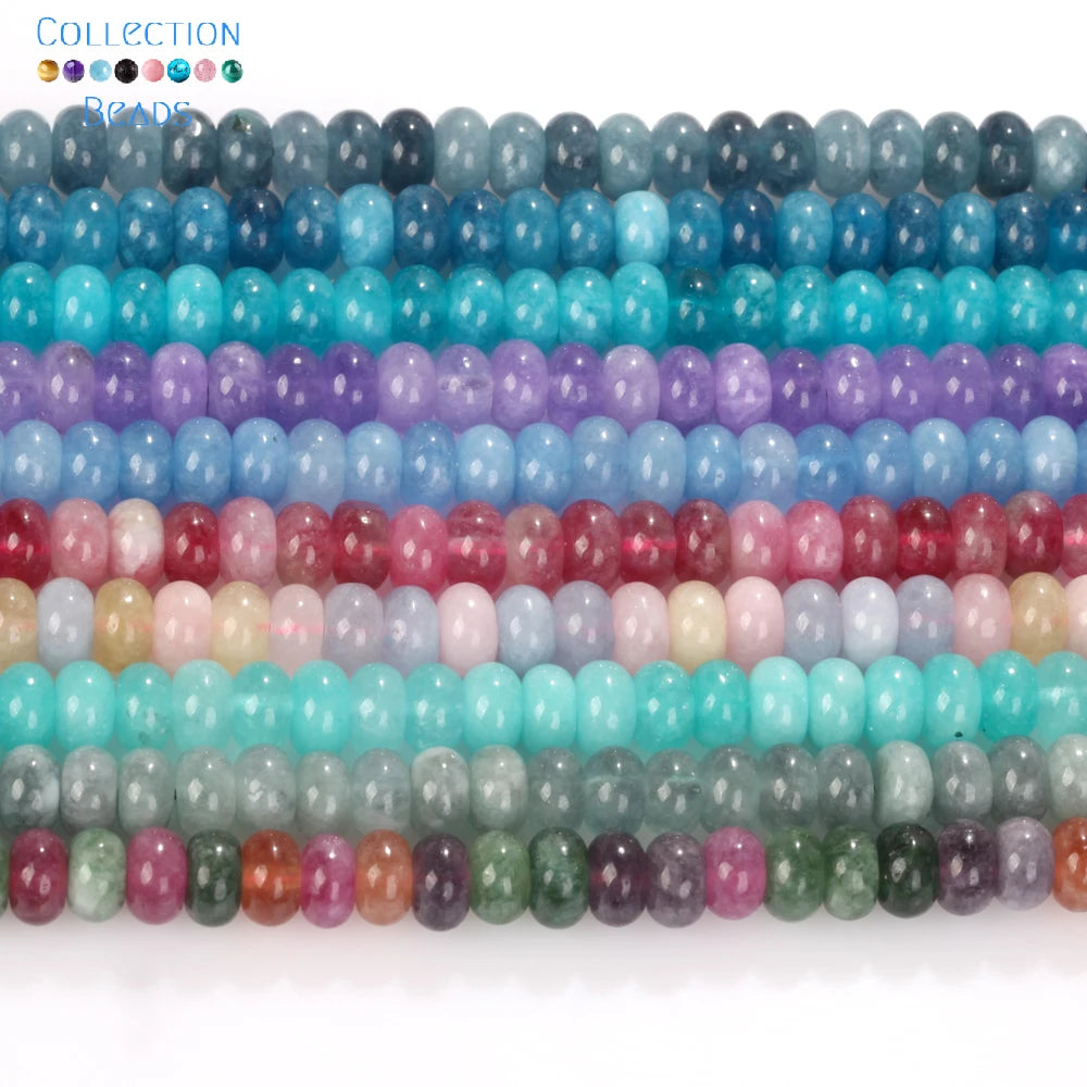 5x8mm Natural Stone Beads Aquamarine Amethyst Tourmaline Rondelle Loose Beads For Jewelry Making DIY Bracelets Accessories 15''