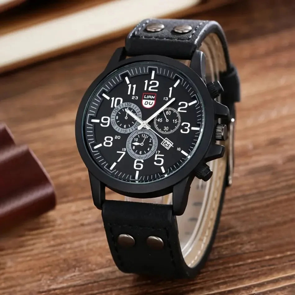 4 Pcs/Set Calendar Fashion Business Casual Quartz Watches for Men's Party or as a perfect gift for men.