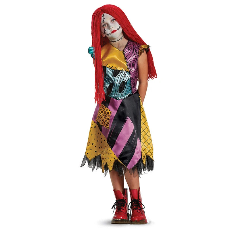 Boys Girls Halloween Sally Jack Cosplay Costume for Kids The Nightmare Before Xmas Role Play Dress up Toddler Classic Clothes