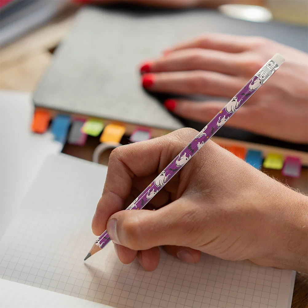 30Pcs Halloween Wooden Pencils with Eraser Children Drawing Pencil School Writing Stationery Gifts Pumpkin Ghost Writing Pencil