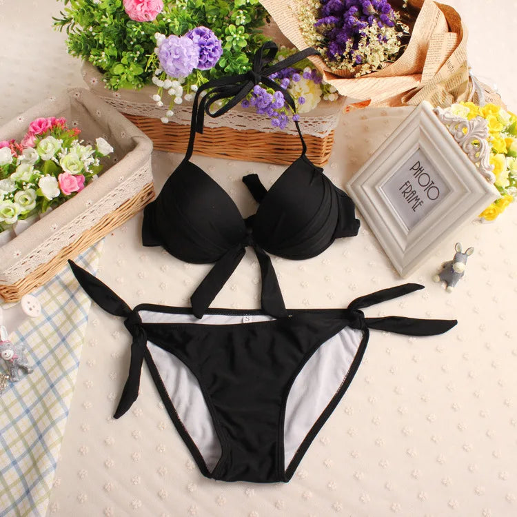 Push Up Bikinis Two Pieces Swimsuit Women Swimwear Neon Green Beach Wear Monokini Bathing Suits Korean Bikini Set Pool 2024