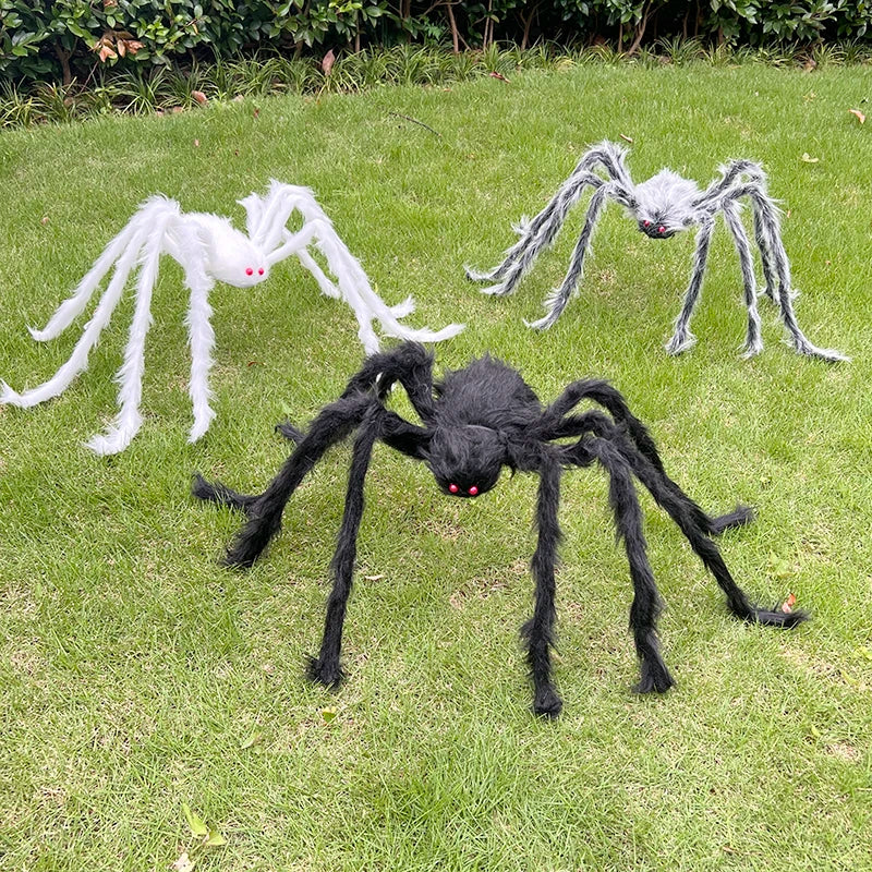 Halloween Black Giant Spider Scary Artificial Plush Spider Home Bar Haunted House Scene Ornaments Props Holiday Outdoor Decors