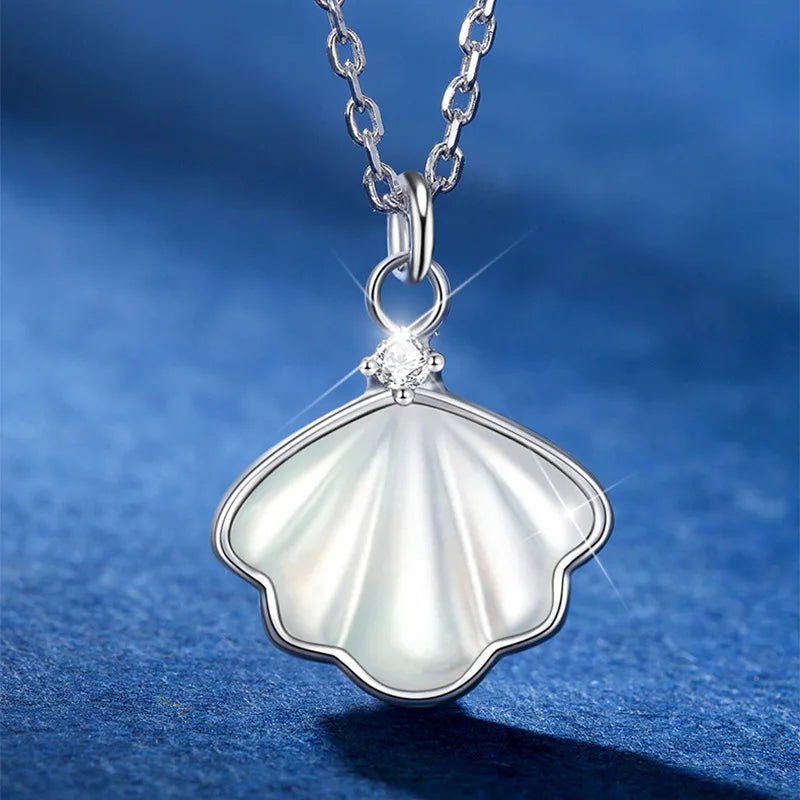 2024 Projection Engagement Necklace Shell Shape 925 Sterling Silver for Propose Girlfriend Wife Women Gifts