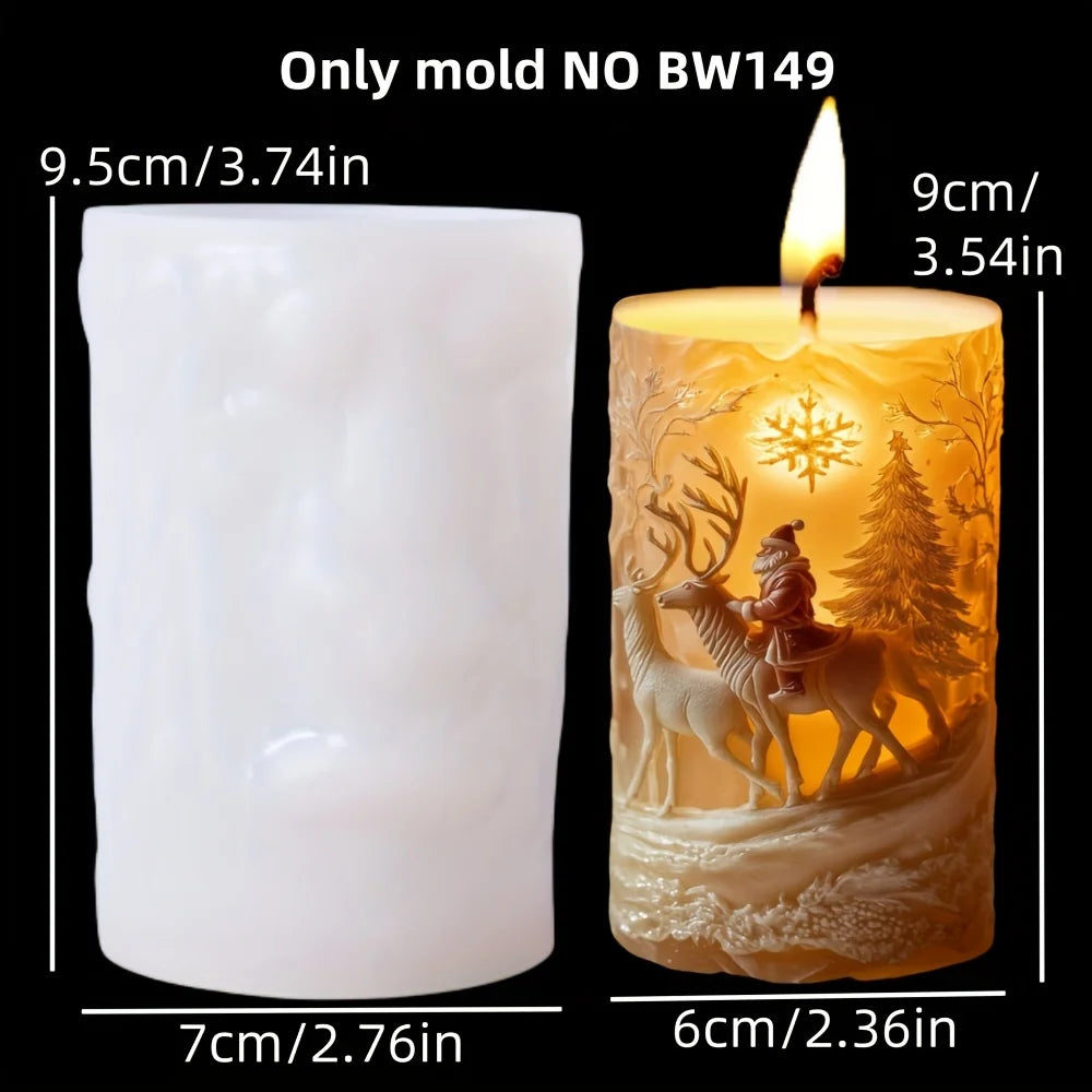 Smile Santa Claus Giving Gift Cylindrical Scented Candle Silicone Mold Santa Claus Hold Gift Resin Plaster Molds Christmas Gift