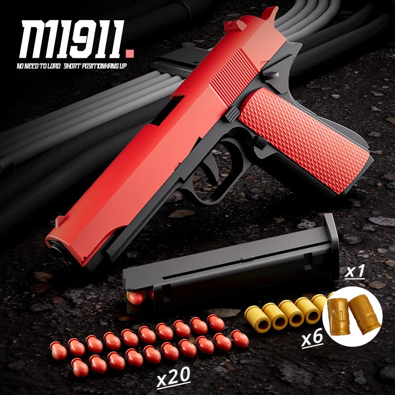 M1911 Toy Gun Pistol Soft Bullet Shell Ejected Blaster Manual Airsoft Air Gun Launcher For Children Adults Shooting Games