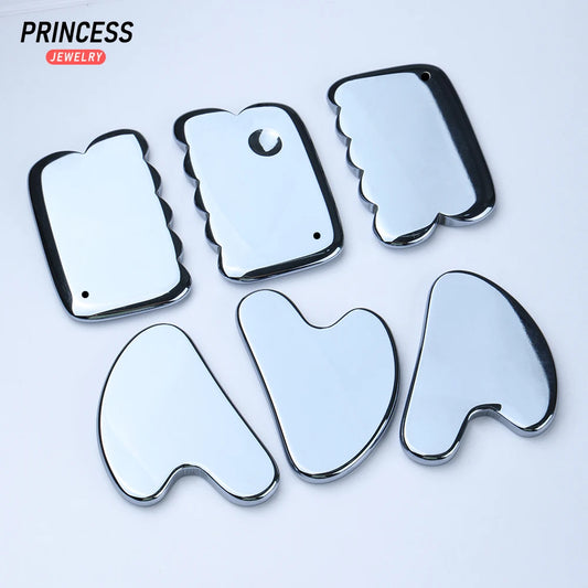 High Quality Terahertz Silver Color Scraping Board, Gua Sha Board for Facial Back Massage, Health Care Tools Gift for Parent